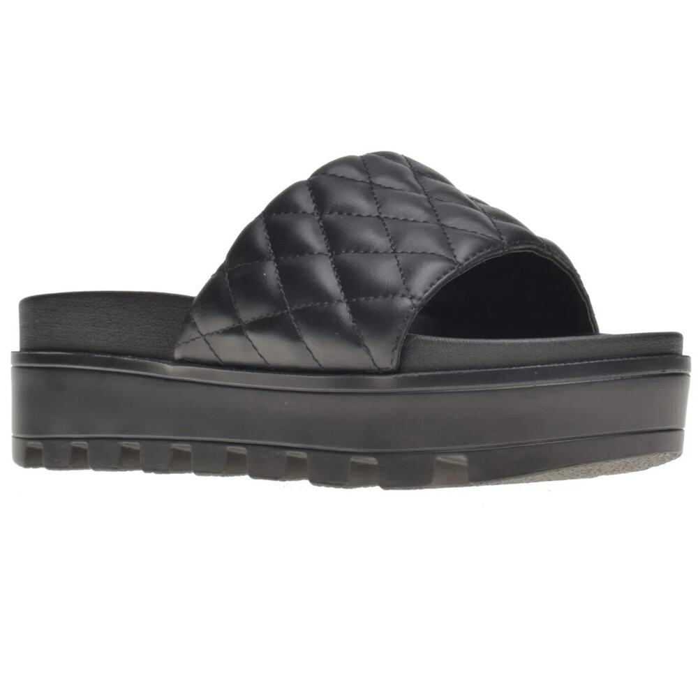 Wild Pair Women Elevated Platform Slide Sandals Size US 9M Black Quilted